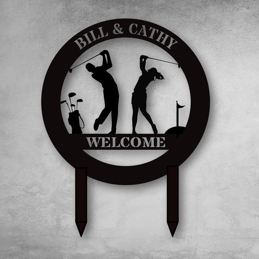 Customized Golf Couple Yard Sign