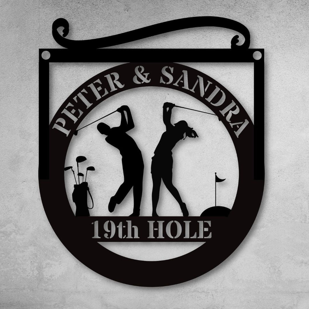 Golf Couple Hanging Sign