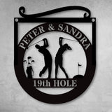 Golf Couple Hanging Sign