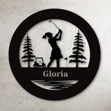 Golf Female Metal Art Sign