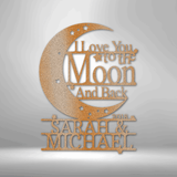 Moon and Back Monogram - Steel Sign