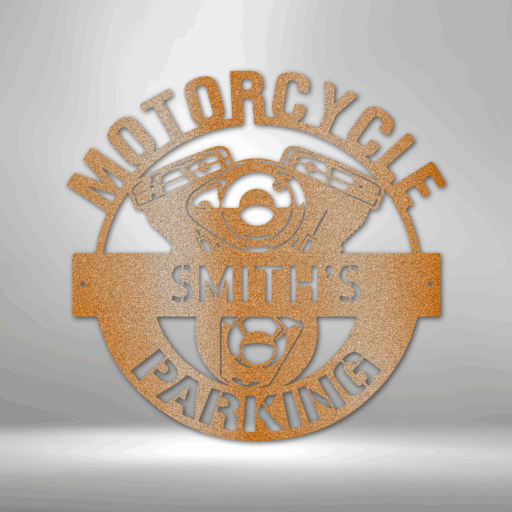 Motorcycle Parking Monogram - Steel Sign