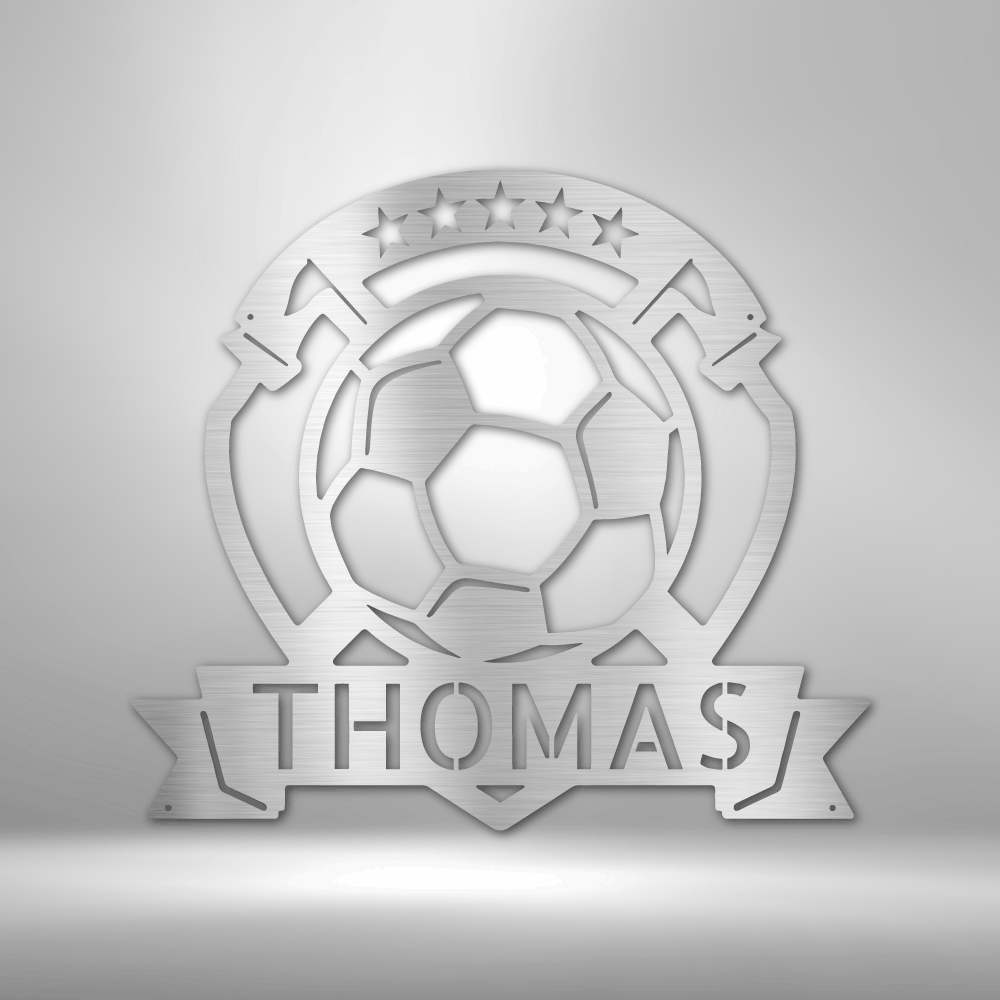 Soccer Plaque Monogram - Steel Sign