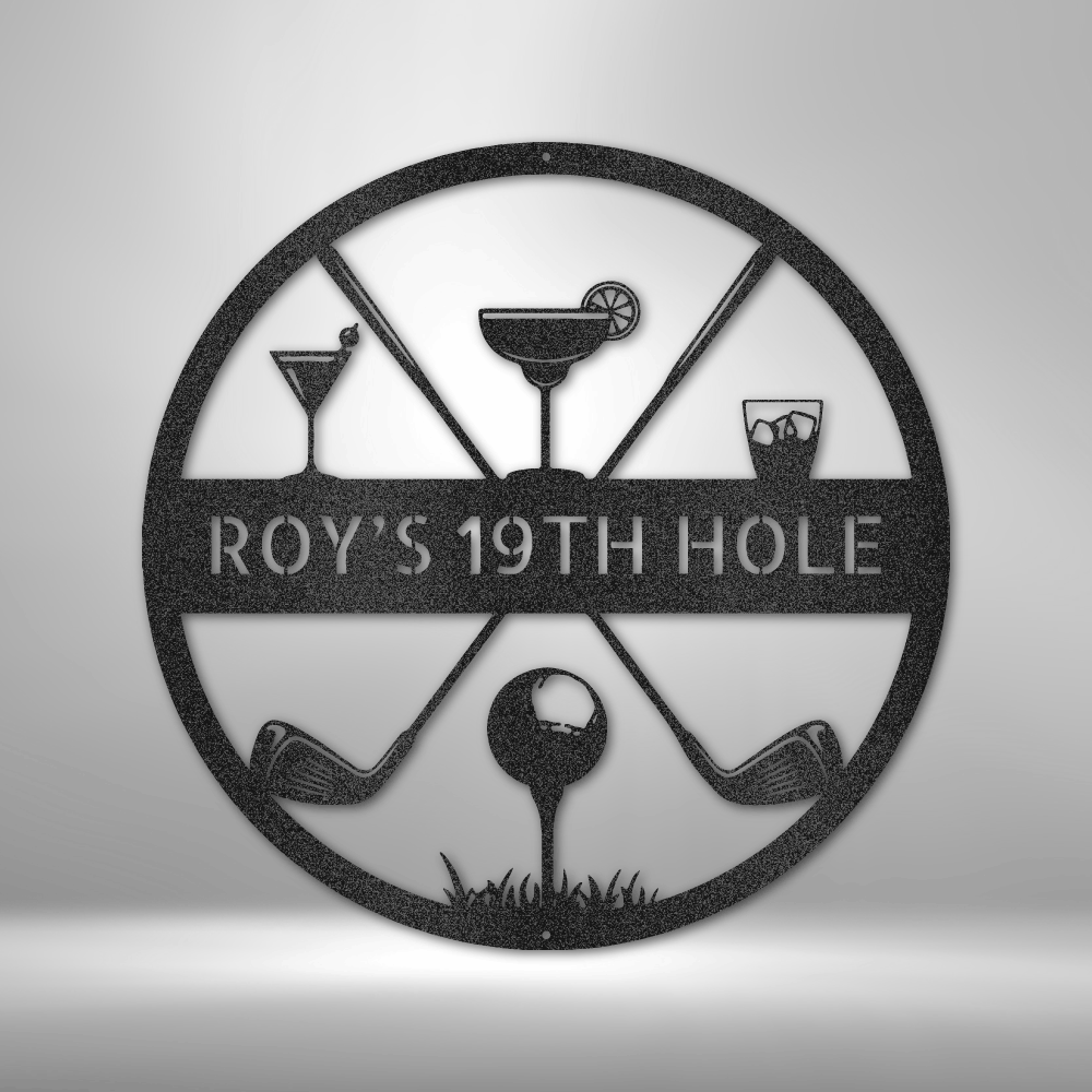 19th Hole Casual Monogram - Steel Sign