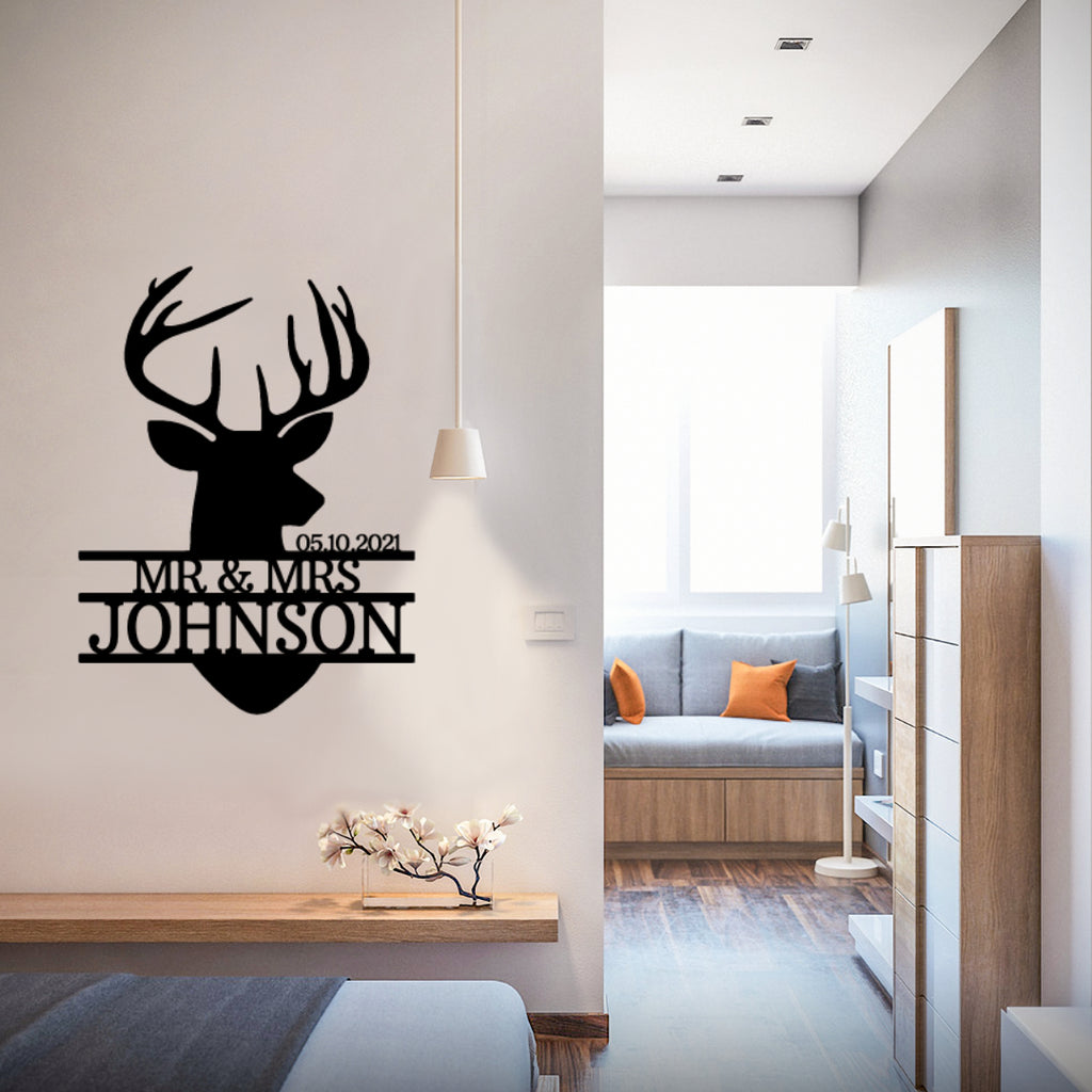 Deer Head Monogram - Steel Sign